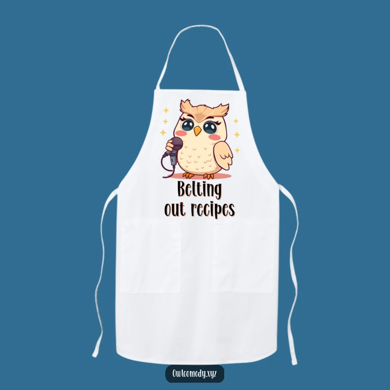 Funny Kawaii Owl Singing Apron - Humorous Kitchen Wear for Performers