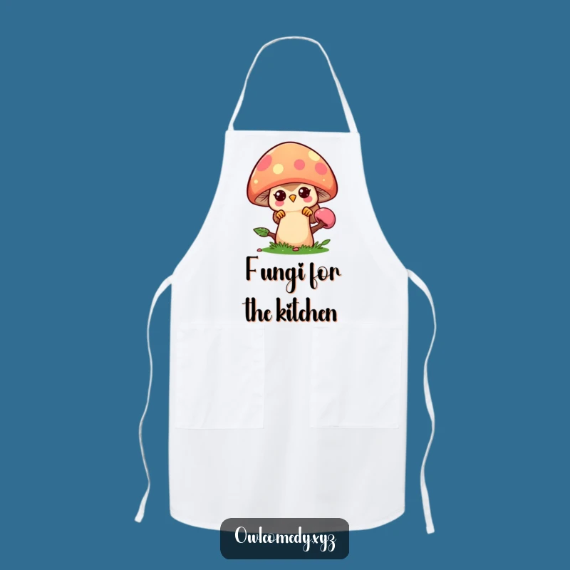 Funny Kawaii Owl Mushroom Apron - Cute Kitchen Accessory - Funny Gift