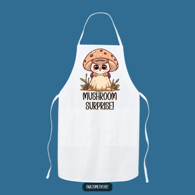 Funny Kawaii Mushroom Owl Apron - Woodland Kitchen Fun
