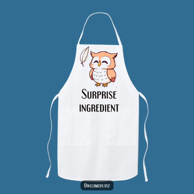 Funny Kawaii Owl Surprised Apron: Cook with Curious Delight