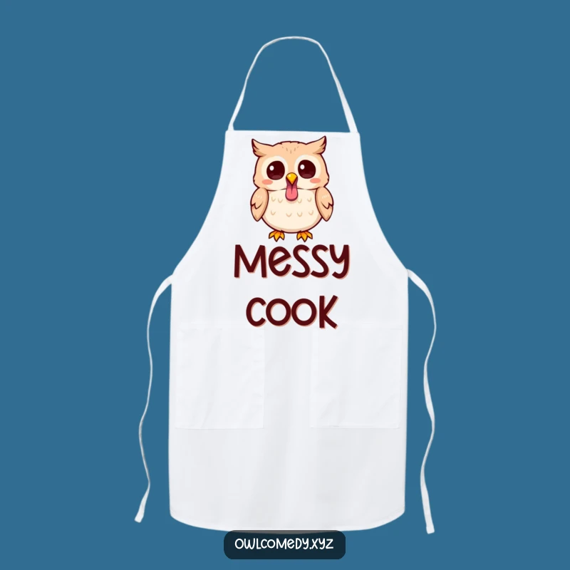Funny Kawaii Owl Tongue Out Apron - Playful Kitchen Wear & Humorous Gift