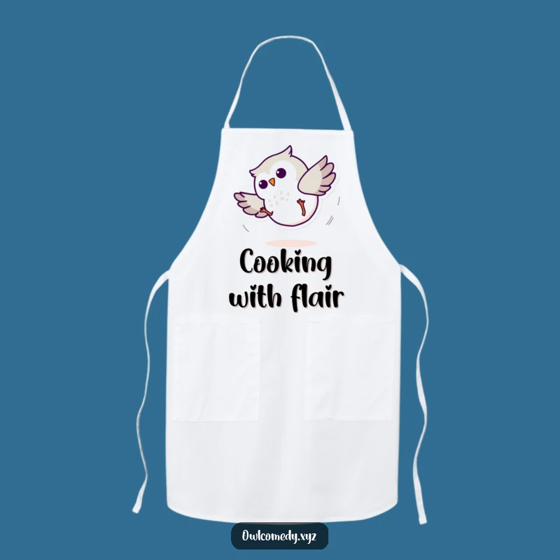 Funny Minimalist Owl Cartwheel Apron: Spin While You Cook - Kitchen Funny Gift!