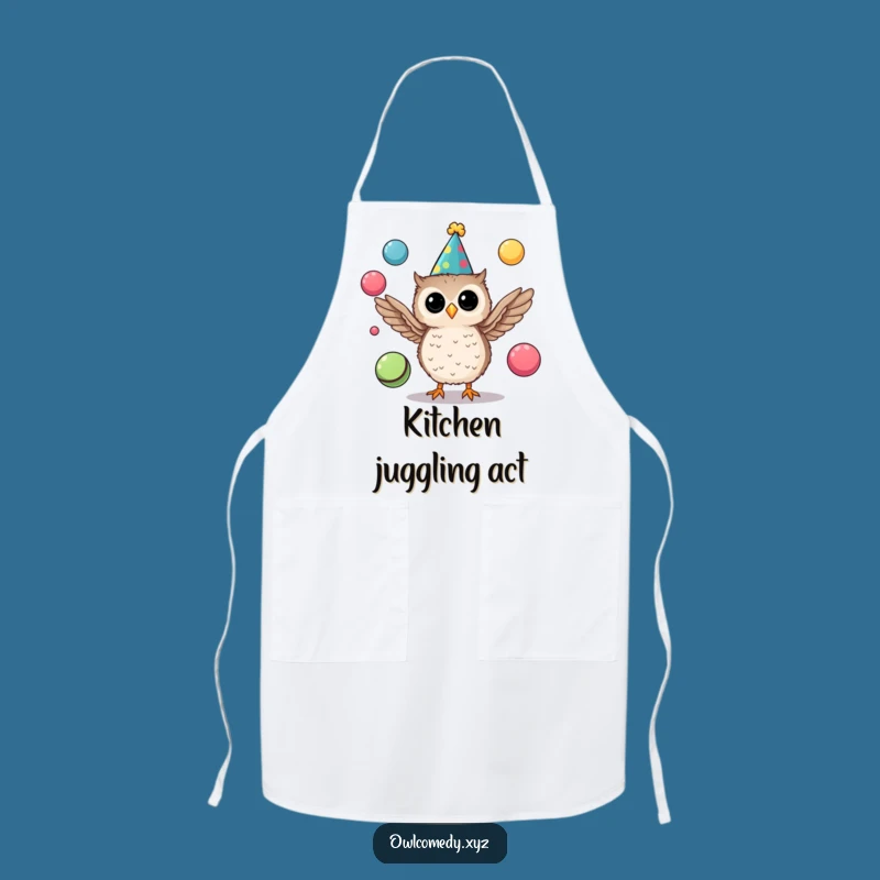 Funny Party Owl Apron: Cook with Juggling Skills and Festive Charm