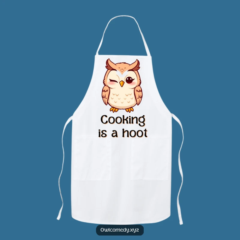 Funny Winking Owl Apron - Silly Expression Owl Kitchen Gift