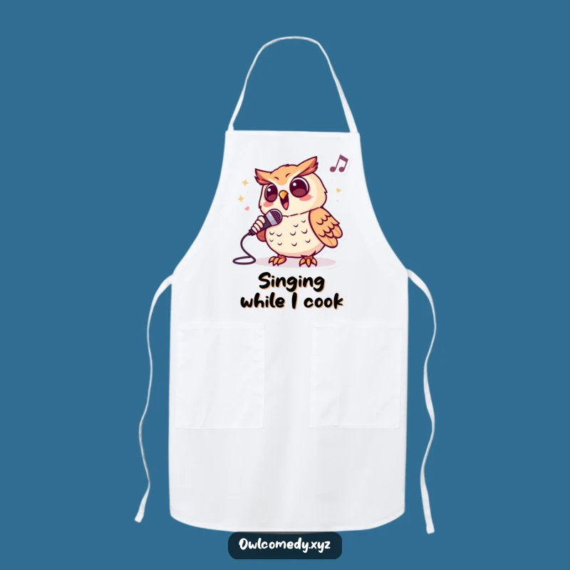 Funny Singing Owl Apron: Cook & Croon - Kitchen Fun Gift