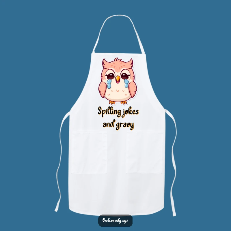Funny Kawaii Owl Laughing Apron: Cook Up Some Comedy in the Kitchen