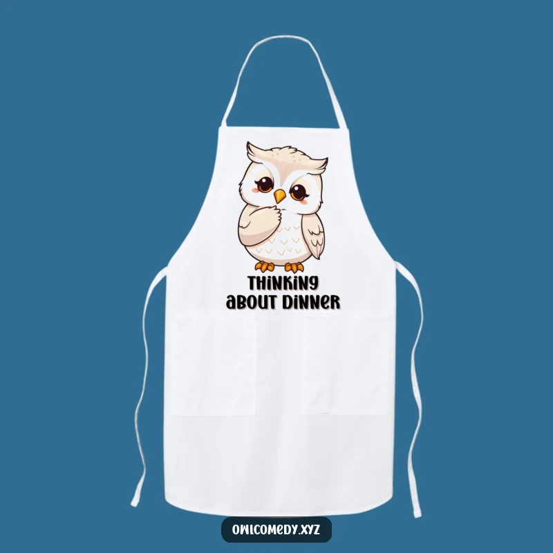 Funny Thoughtful Owl Apron: Cook & Contemplate - Kitchen Fun Gift
