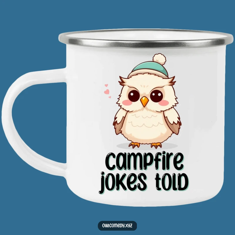 Funny Owl Joke Camping Mug: Fluffy Character, Hilarious Outdoor Gift!