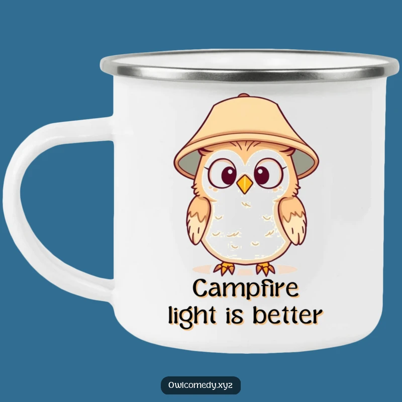 Funny Surprised Owl Camping Mug - Hilarious Campfire Companion Gift