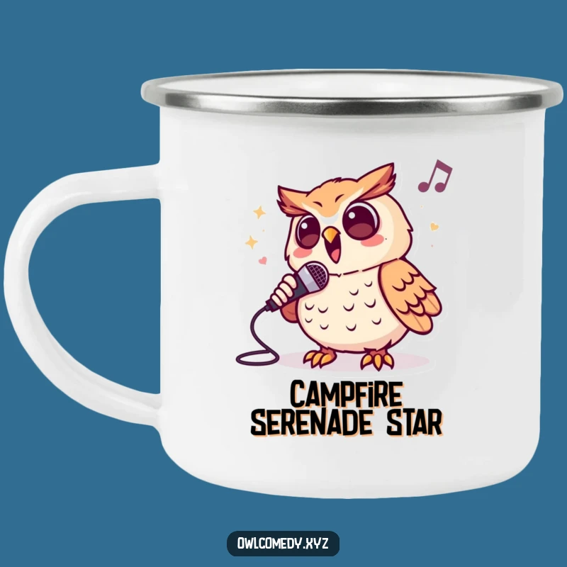 Durable Funny Singing Owl Camping Mug: Adventure & Tunes - Outdoor Gift