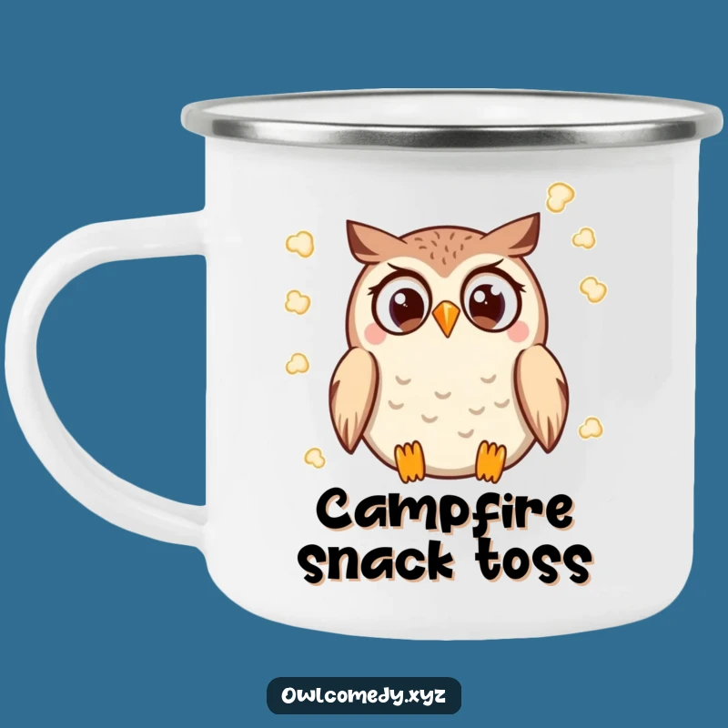 Funny Kawaii Owl Camping Mug - Popcorn Adventure Cup, Outdoorsy Funny Gift