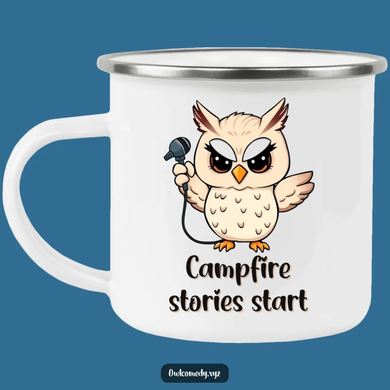 Funny Owl Microphone Camping Mug: Your Performance Fuel