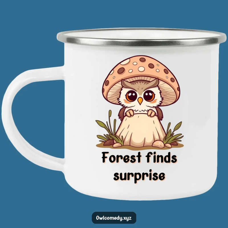 Funny Kawaii Mushroom Owl Camping Mug - Woodland Adventure Essential