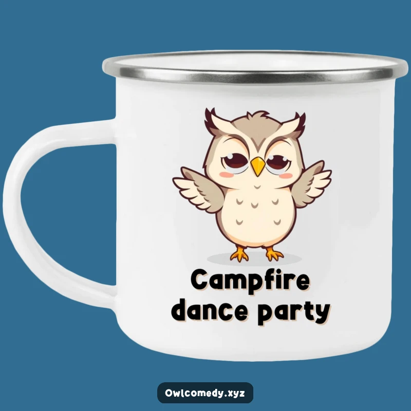 Funny Kawaii Owl Camping Mug - Silly Dance Adventure Cup, Outdoorsy Funny Gift