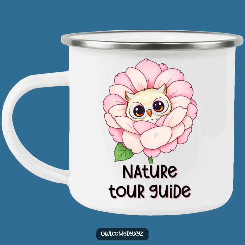 Funny Owl Flower Camping Mug: Sip & Explore Nature's Curiosity