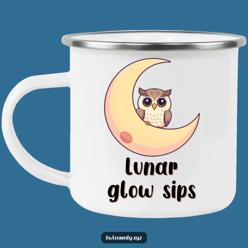 Durable Funny Curious Owl Moon Camping Mug: Enjoy Drinks with Peek-a-Boo Fun