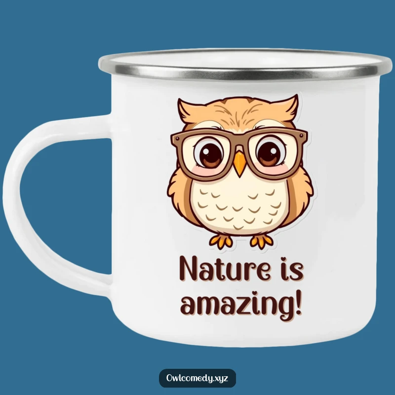 Funny Owl Glasses Camping Mug: Sip with Surprise on Your Adventures