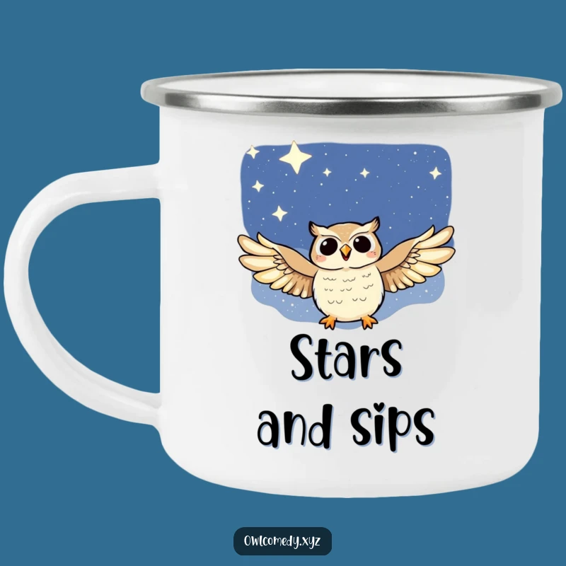 Durable Funny Night Sky Owl Camping Mug: Enjoy Drinks under Celestial Stars