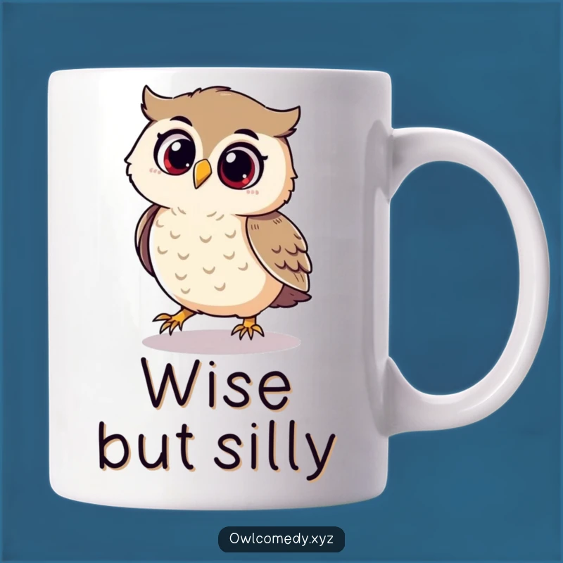 Funny Playful Owl Mug - Shadow Chasing Delight, Perfect Funny Gift