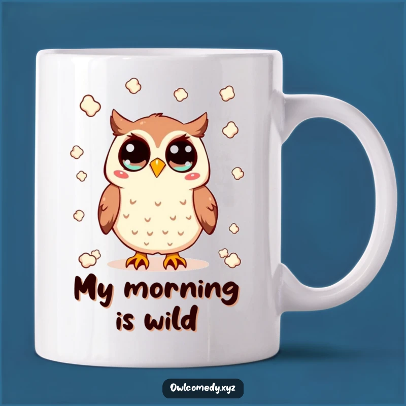 Funny Kawaii Owl Mug - Popcorn Fun, Wide-Eyed Surprise, Hilarious Gift for Movie Lovers