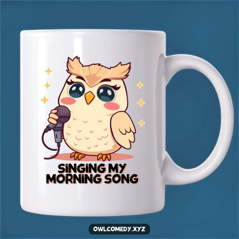 Funny Kawaii Owl Singing Mug - Hilarious Microphone Performance Gift for Music Lovers