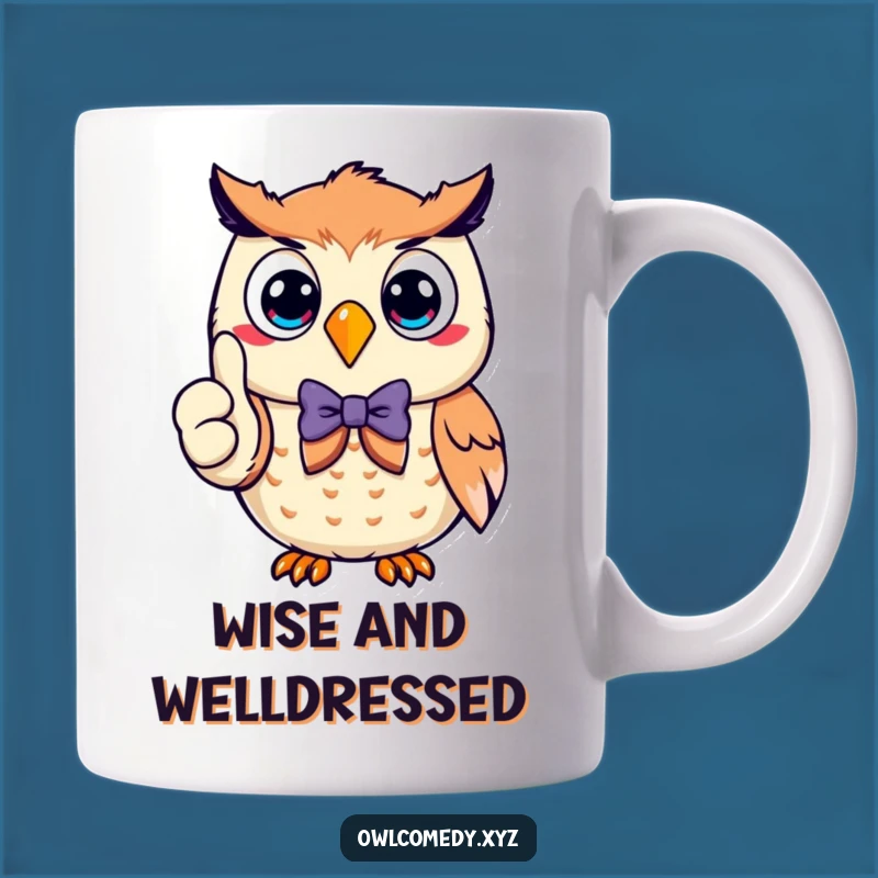 Funny Owl Thumbs Up Mug: Dapper Character, Perfect Humorous Gift!