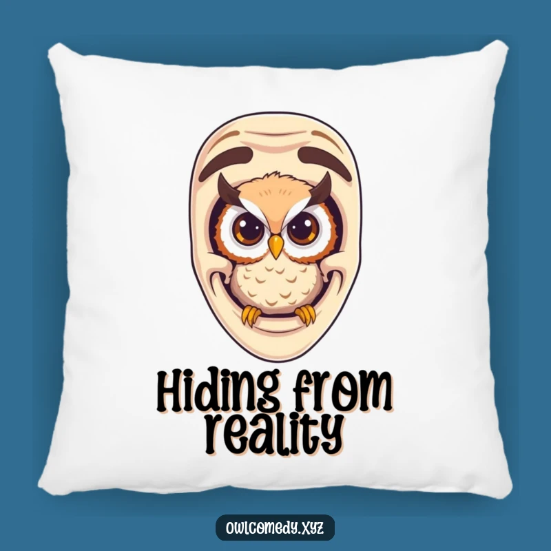 Funny Curious Owl Comedy Mask Pillow - Cozy Laughs & Witty Comfort Gift
