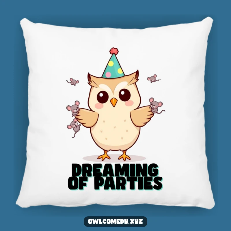 Funny Kawaii Owl Pillow - Party Juggler, Comfy & Hilarious Decor Gift