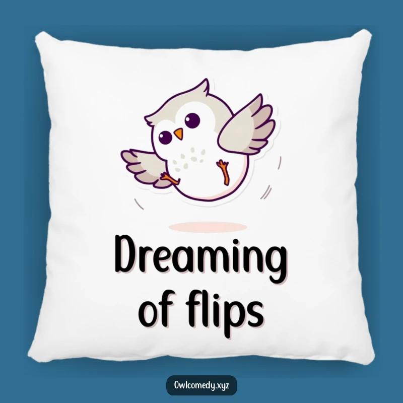 Funny Minimalist Owl Cartwheel Pillow: Cozy Spinner - Comfy Funny Gift!