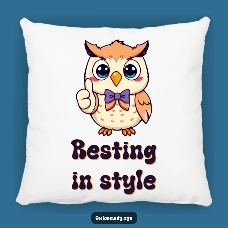 Funny Owl Thumbs Up Pillow: Dapper Character, Cozy Humorous Gift!
