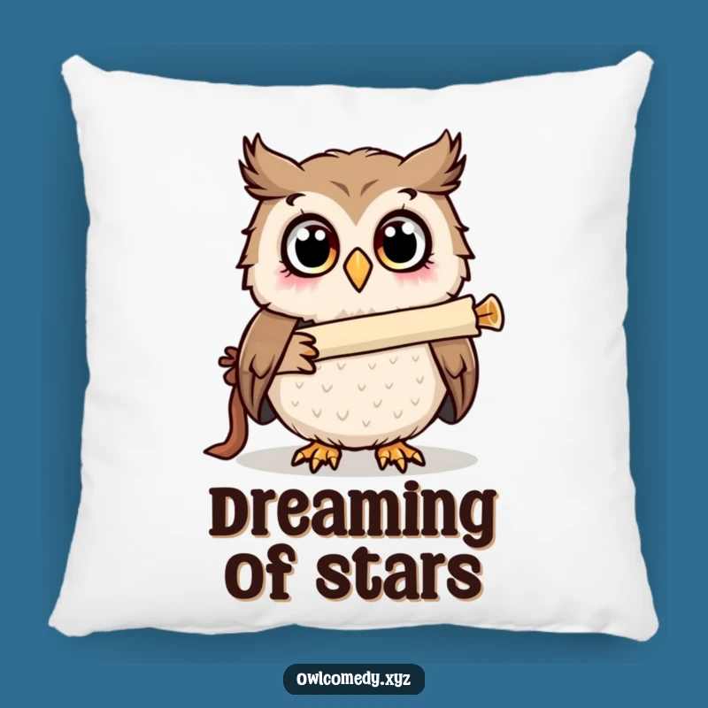 Funny Surprised Owl Telescope Pillow: Cozy and Hilarious Gift for Stargazers