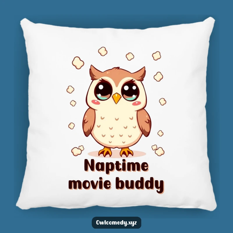 Funny Kawaii Owl Pillow - Popcorn Fun, Wide-Eyed Comfort, Comfy Hilarious Gift