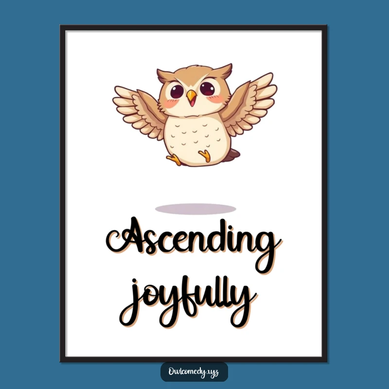 Funny Jumping Owl Digital Art: Energetic Art, Perfect Funny Gift!