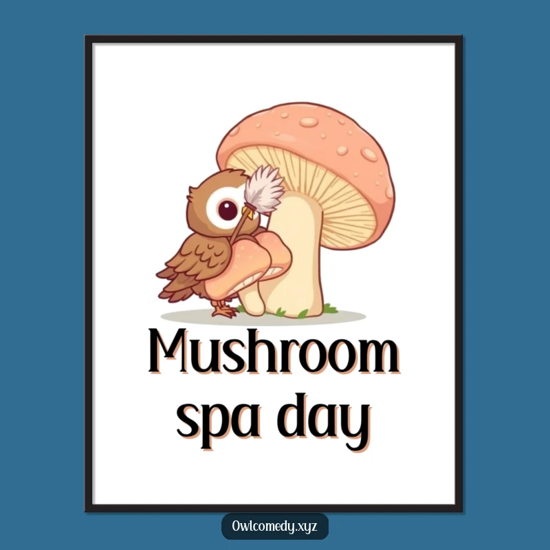 Funny Cleaning Owl Digital Art: Instant Woodland Whimsy Decor