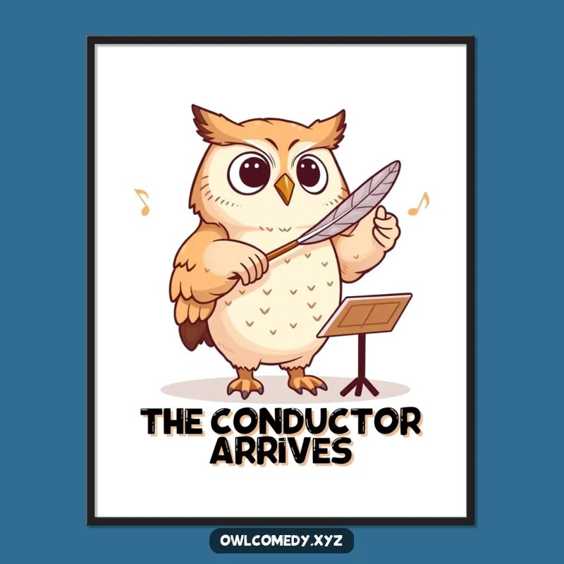 Funny Conducting Owl Digital Art - Instant Maestro & Artistic Wall Decor