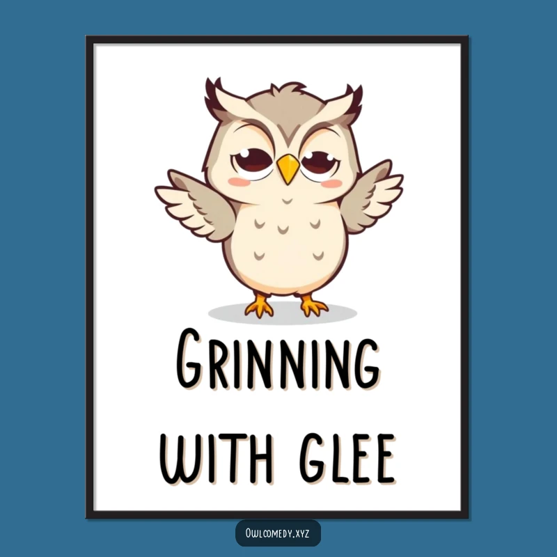 Funny Kawaii Owl Art Print - Silly Dance Digital Download, Instant Funny Gift Decor