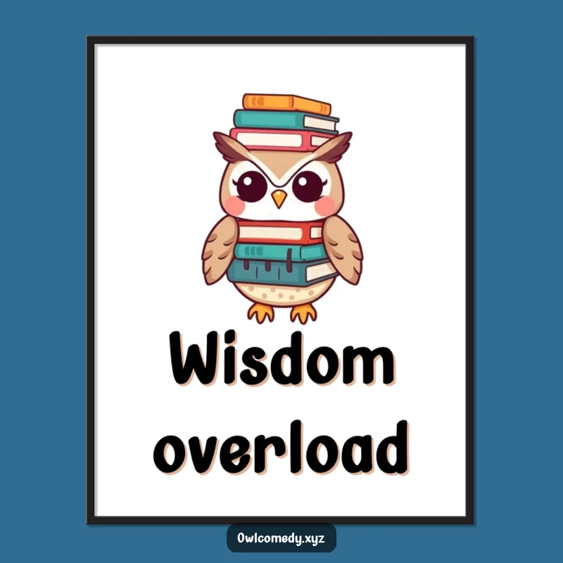 Funny Kawaii Owl Digital Art - Instant Hilarious Download for Book Lovers