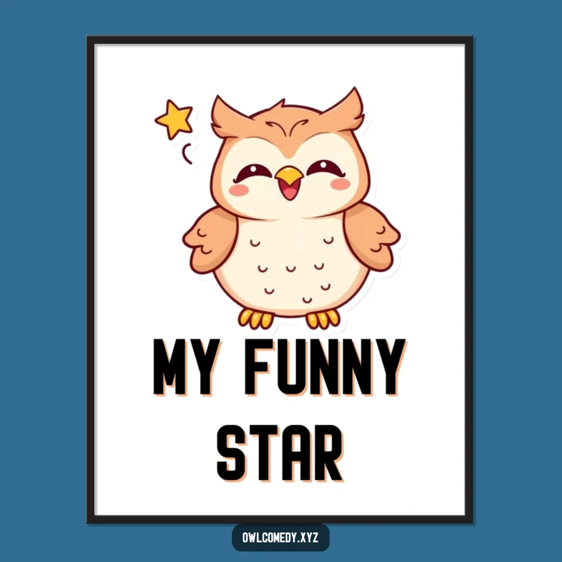 Funny Kawaii Owl Digital Art: Instant Laughs for Your Walls