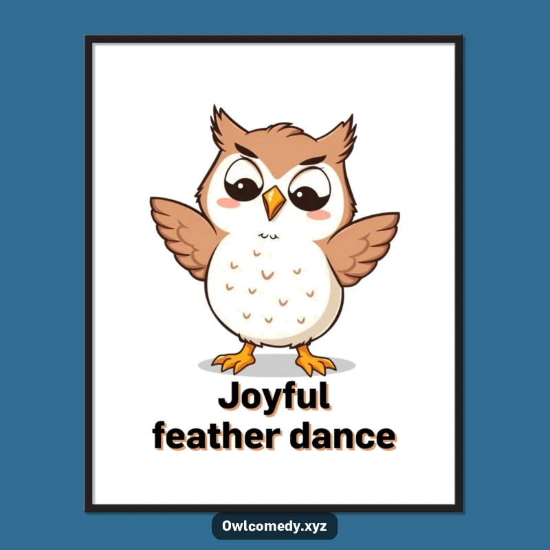 Funny Kawaii Owl Digital Art - Silly Dancer, Goofy Fun, Instant Humorous Decor