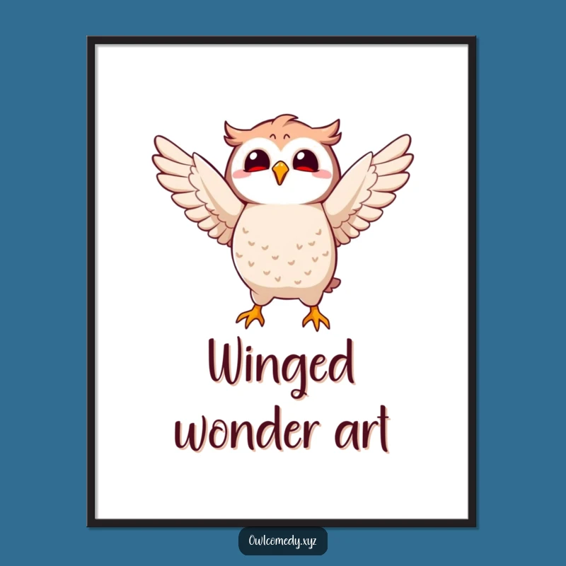 Funny Kawaii Owl Flap Digital Print: Instant Joyful Art, Perfect Gift