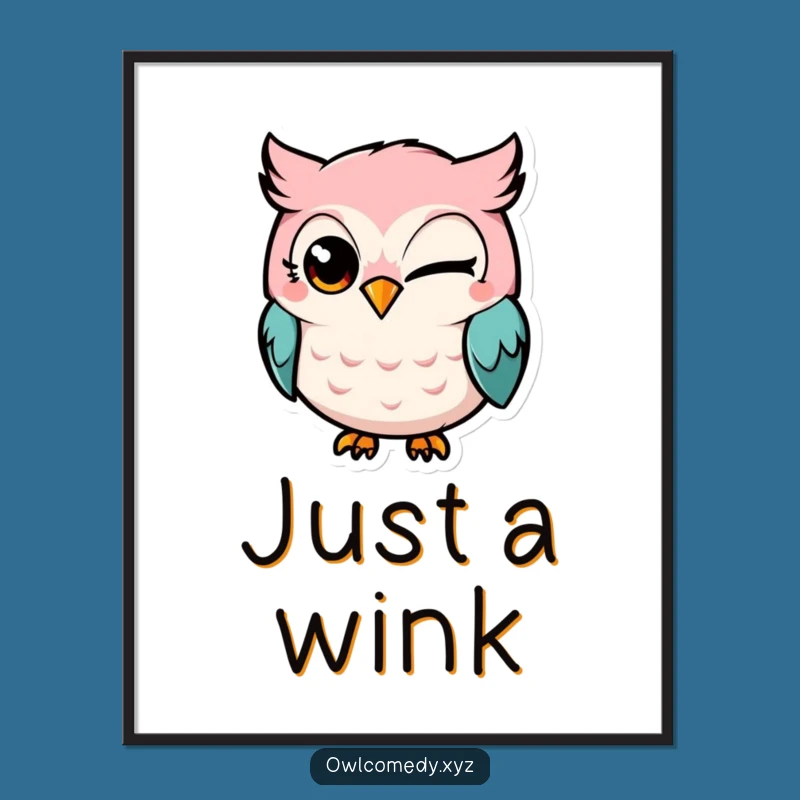 Funny Kawaii Owl Winking Digital Art: Instant Mischief for Your Walls