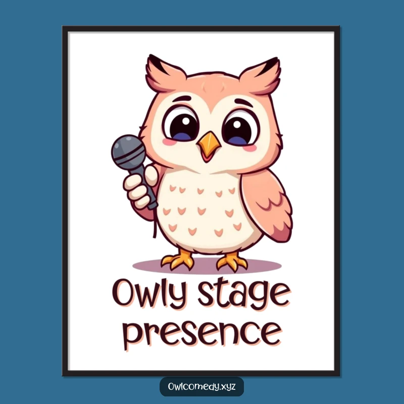 Funny Kawaii Singing Owl Digital Art Print - Instant Music Decor