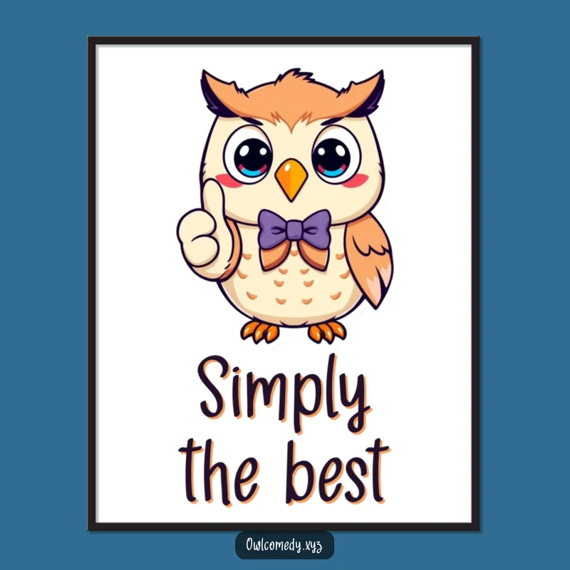 Funny Owl Thumbs Up Digital Art: Dapper Character, Instant Humorous Decor Gift!