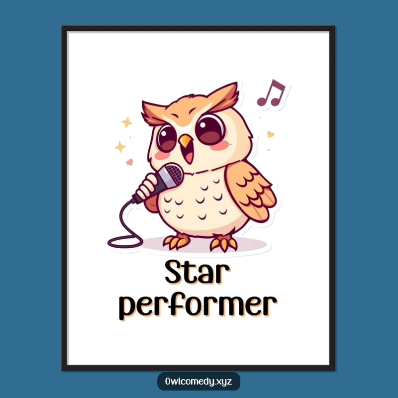 Funny Singing Owl Digital Art: Instant Performance - Printable Gift
