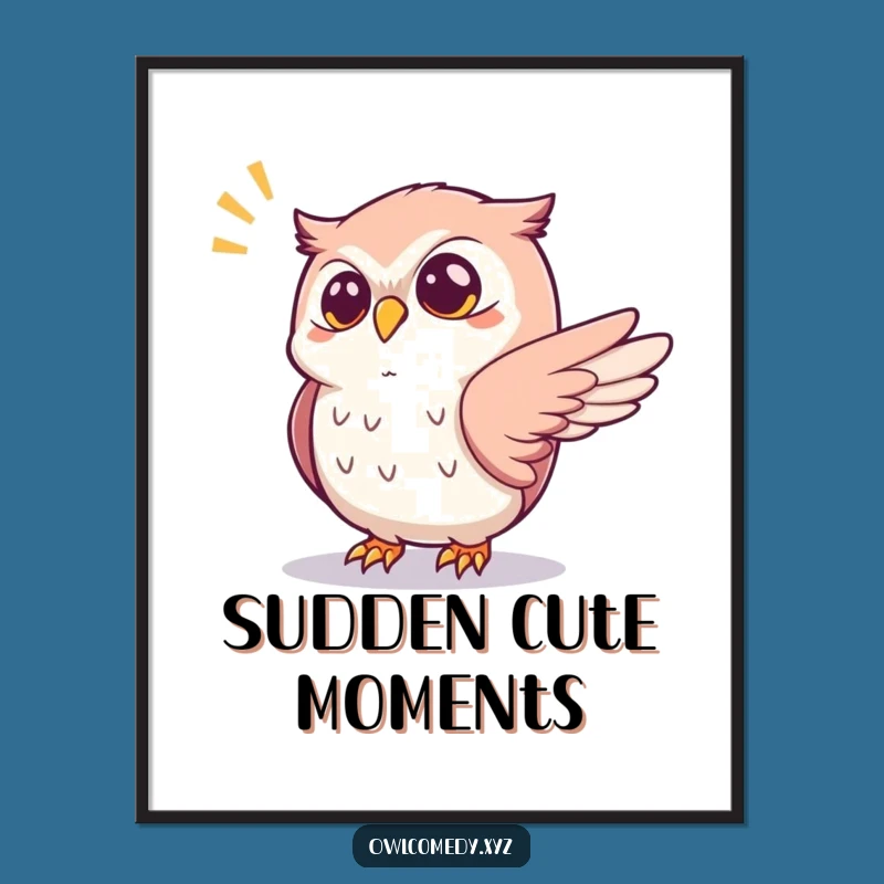 Funny Startled Owl Digital Art: Jump Scare Moment, A Hilarious Instant Download!