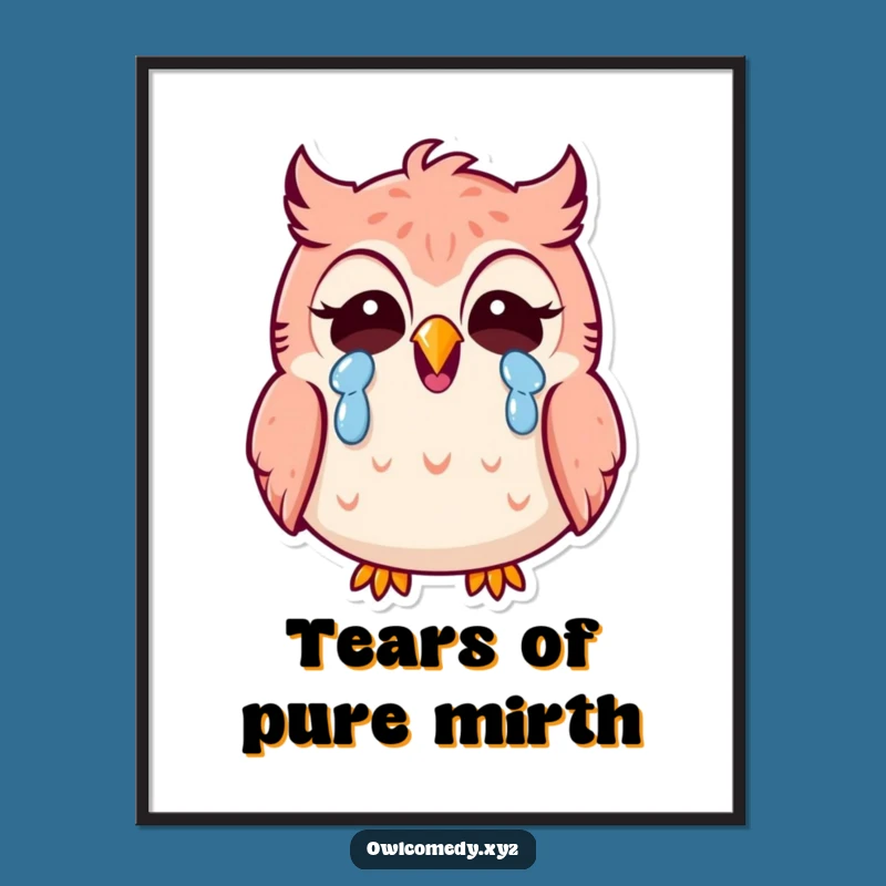 Funny Kawaii Owl Laughing Digital Art: Instant Humor for Your Walls