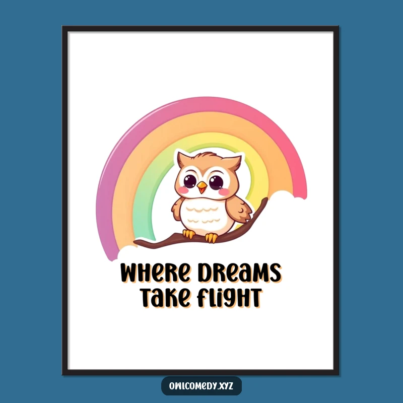 Funny Giggling Owl Rainbow Digital Print: Instant Joy for Your Digital Space