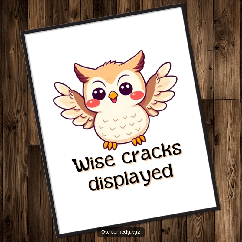 Funny Joke Owl Digital Art Print: A humorous artwork of an owl telling a joke, ready for download.