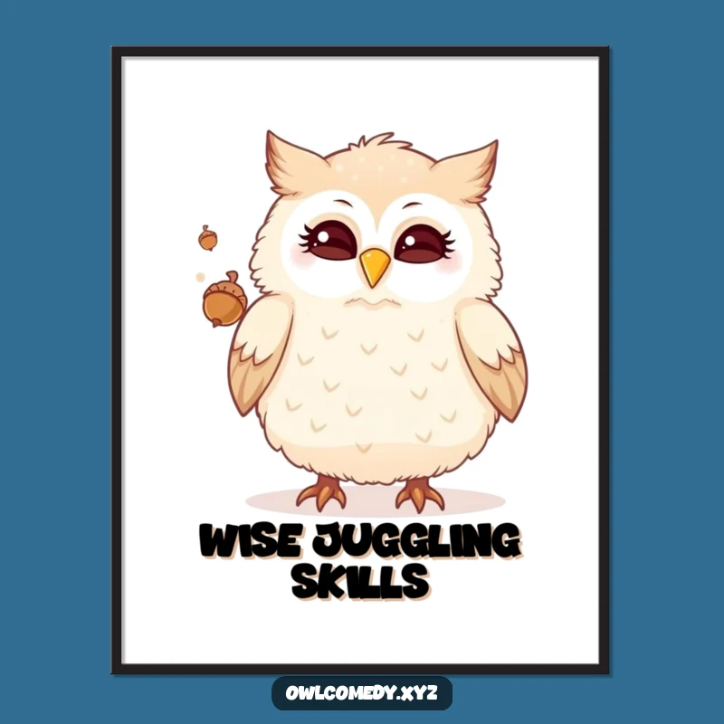 Funny Owl Juggling Digital Art: Whimsical Art, Perfect Funny Gift!