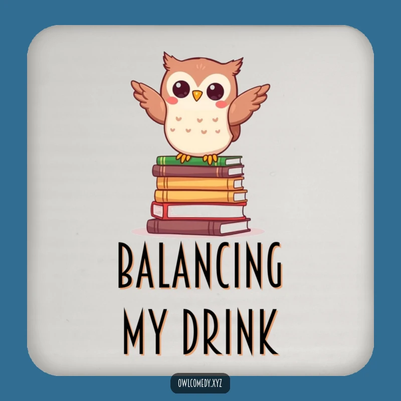 Funny Kawaii Owl Book Coaster - Literary Drink Decor - Funny Gift